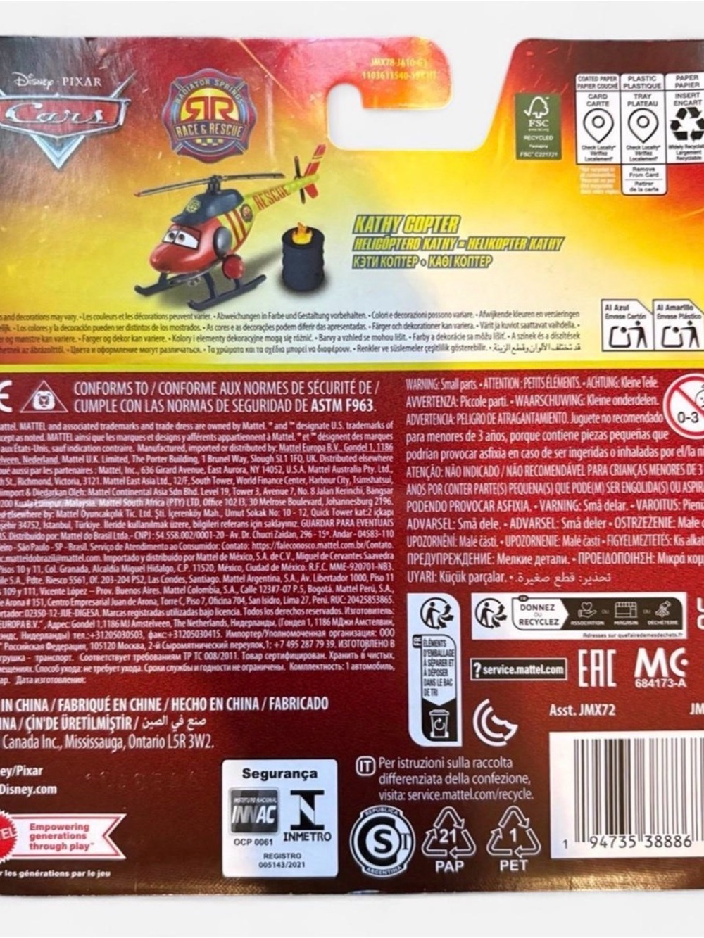 Mattel Disney Pixar Cars Kathy Copter Rescue Helicopter - Red, Yellow, Blue - Picture 2 of 2